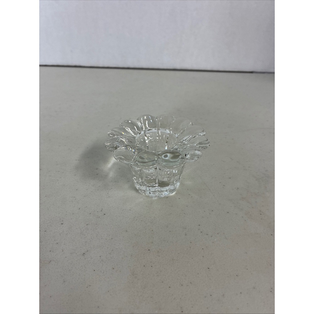 Hestia Clear Glass Scalloped Flower Votive Candle‎ Holder Petal Design 2in